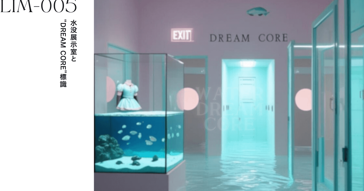 LIM-005：水没展示室と“DREAM CORE”標識