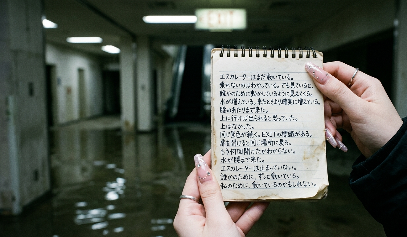 回収された遺留品　No.001｜メモ帳の最後のページ