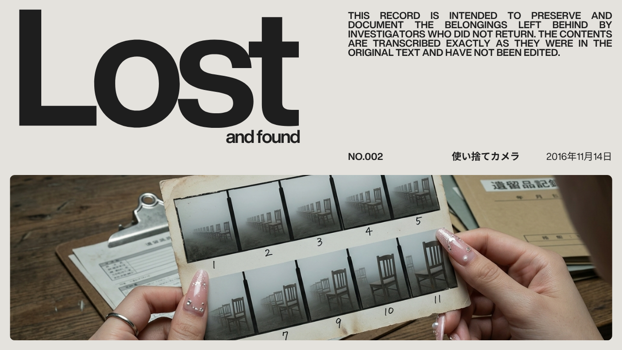 回収された遺留品　No.002｜使い捨てカメラ